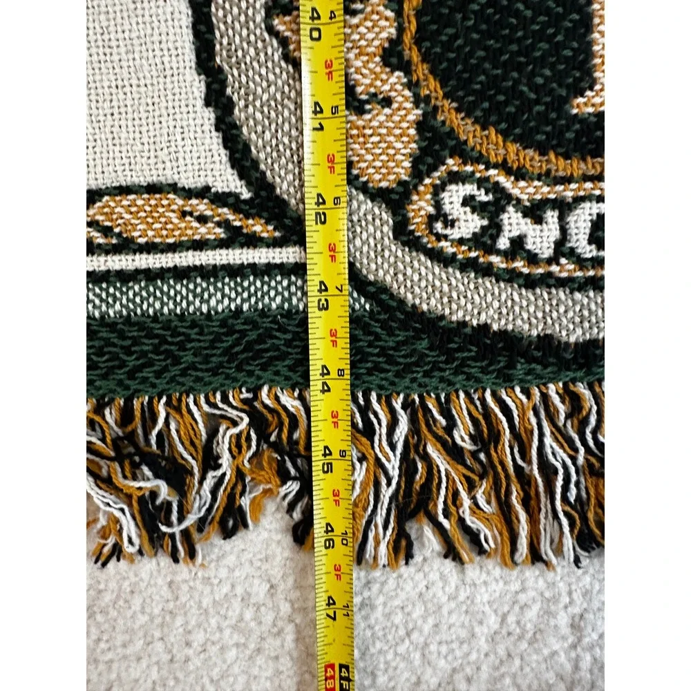 Vtg Leader Dogs for the Blind Lions Club Woven Fringe Throw Blanket 1939-1999